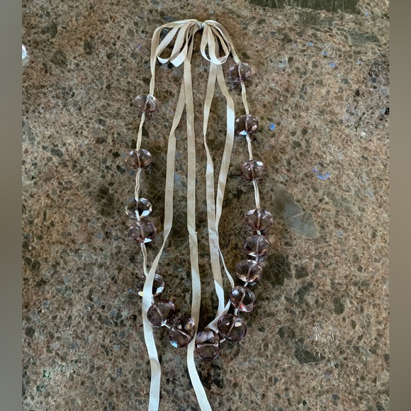 J Crew Smoky Topaz Plastic Gems on Silk Ribbon - Picture 4 of 5